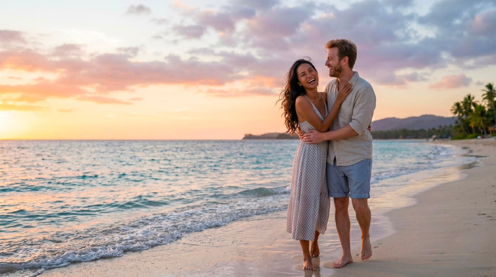 A couple on the beach in the Philippines